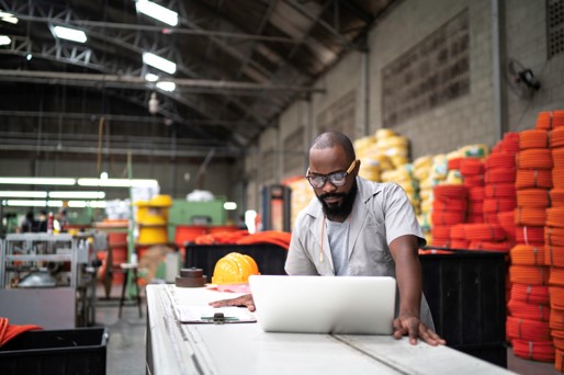 Warehouse worker accessing controlled document